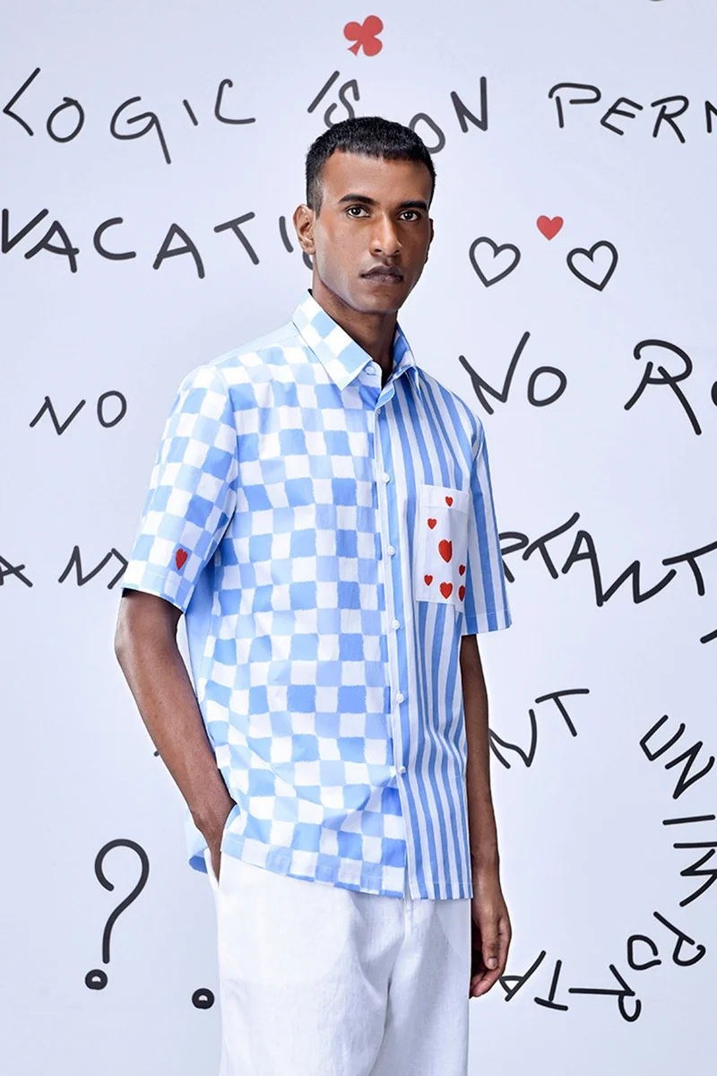 جينات ليكوانت هيمانت قميص بقصة عادية بنقشة مربعات الشطرنج وأكمام نصفية